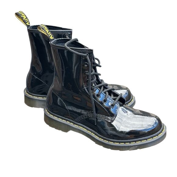 Dr. Martens Shoes - Black Patent Leather Lace-Up Dr. Marten Boots 8M 9L